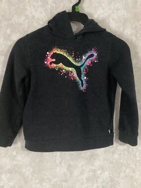 Puma Black Hoodie with Neon Splash Puma Logo